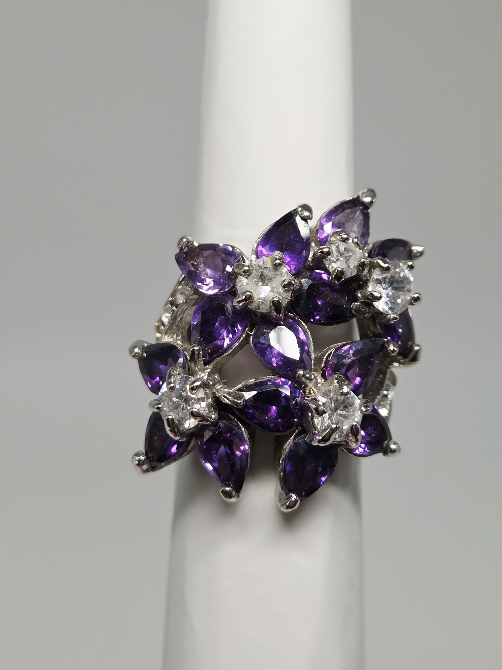Purple Floral Cocktail Ring US 8.5